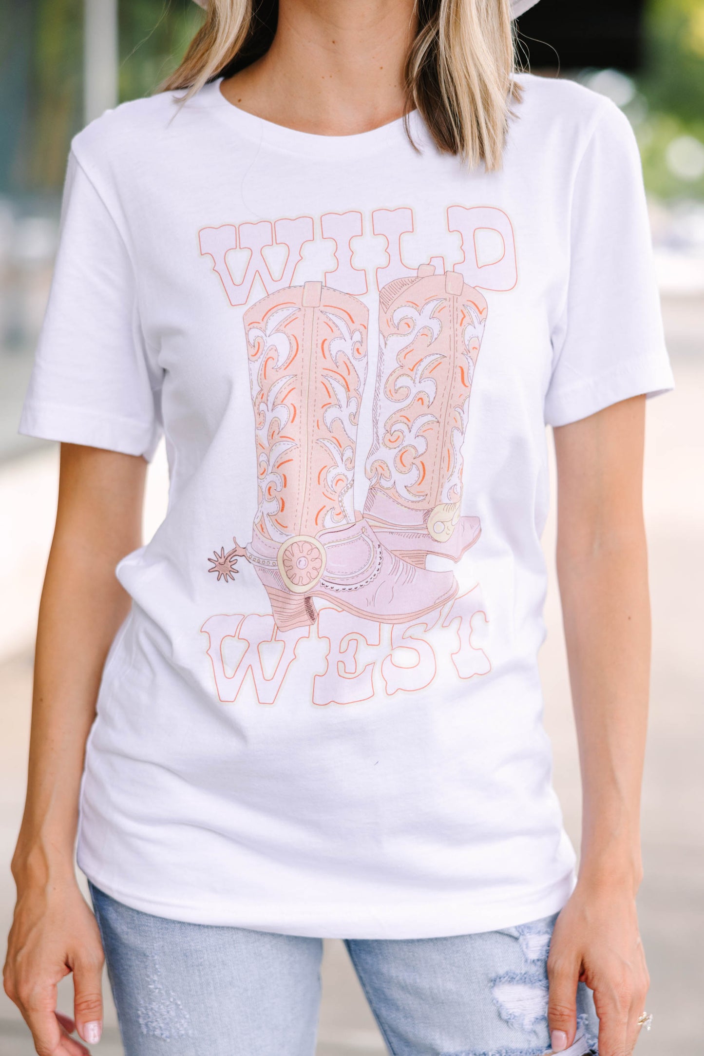 Wild West White Graphic Tee for Women