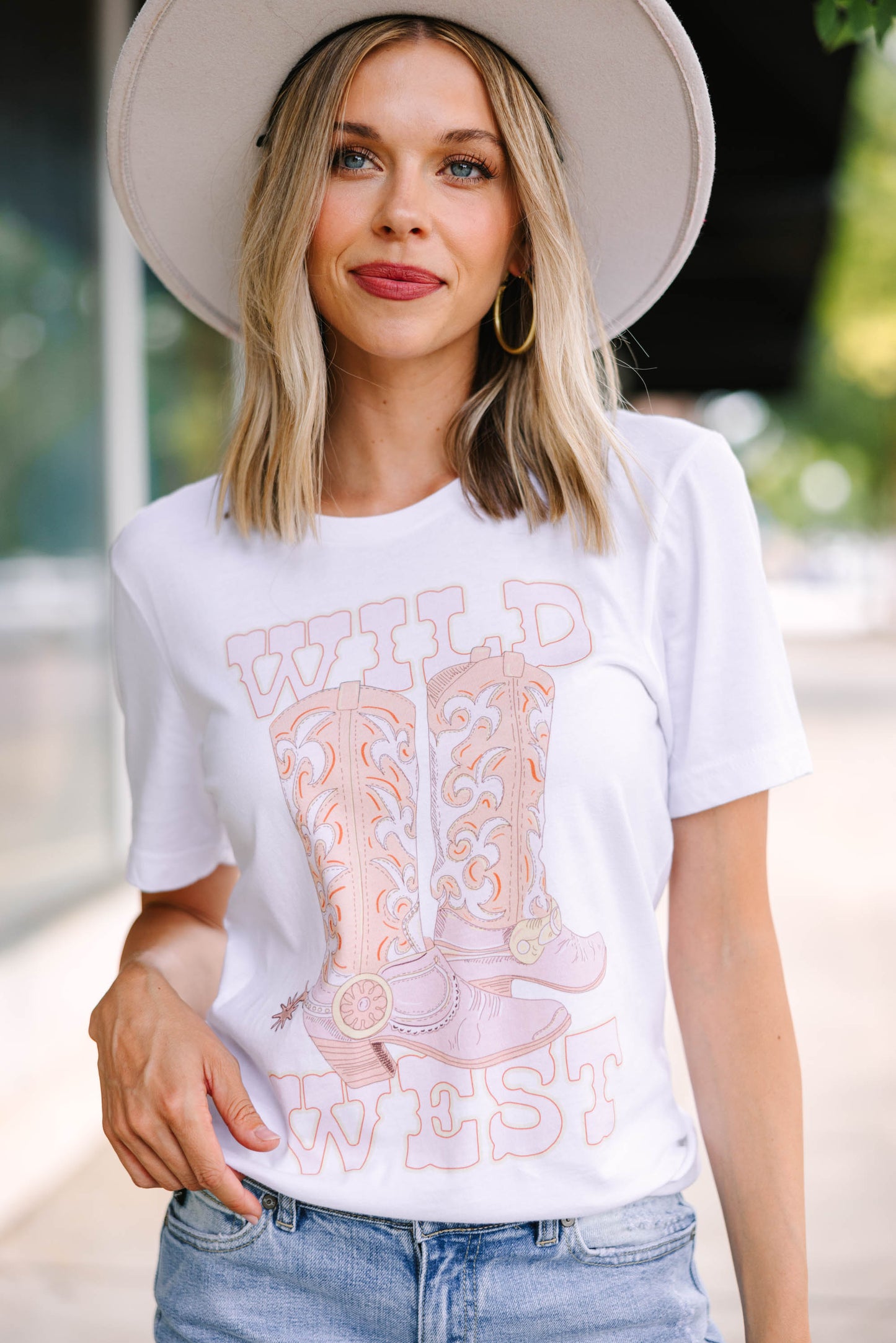 Wild West White Graphic Tee for Women