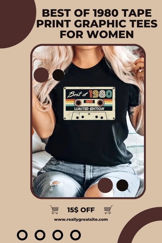Best Of 1980 Tape Print Graphic Tees Shirt for Women