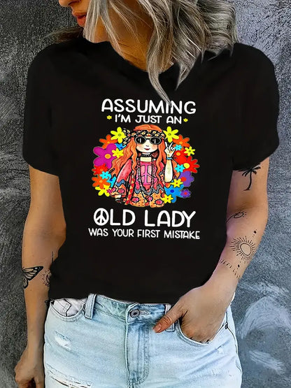 Letter & Girl Print Graphic Tees moisture wicking shirts for Women