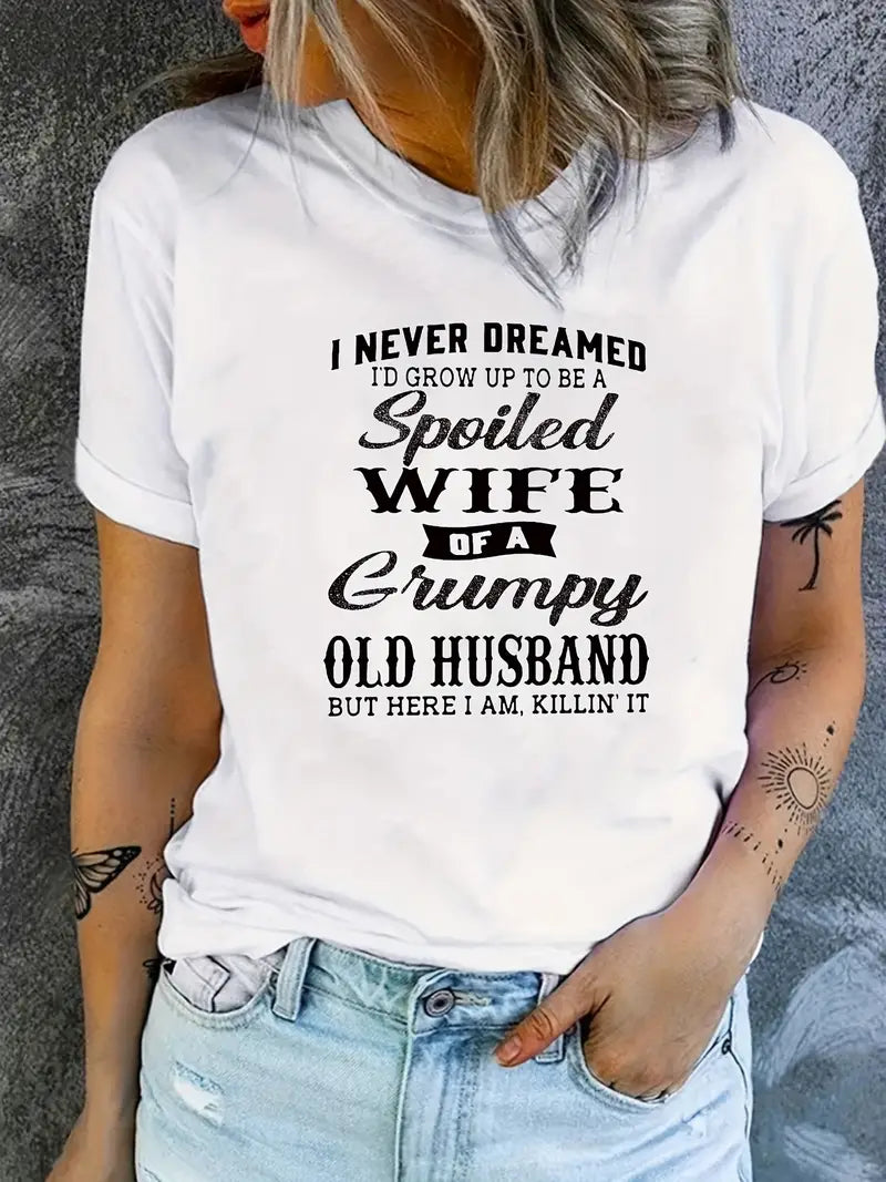 Spoiled Wife Letter Print Tee
