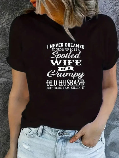 Spoiled Wife Letter Print Tee