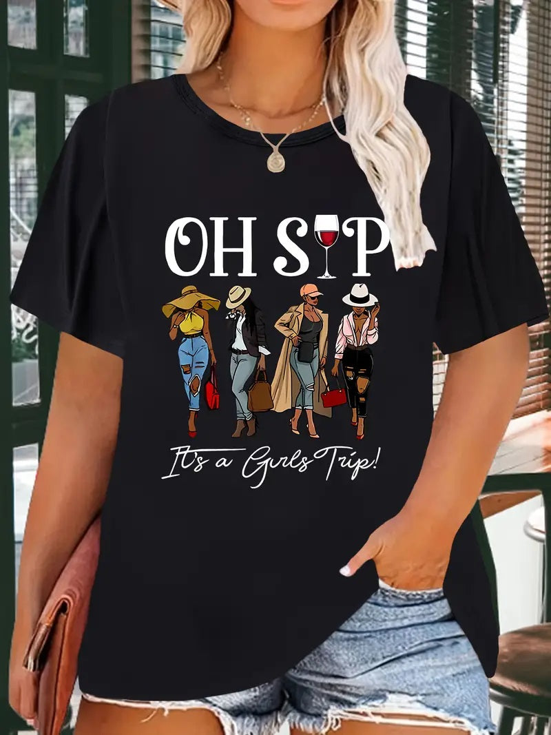 Girl's Trip Letter Print Funny Shirt Sayings
