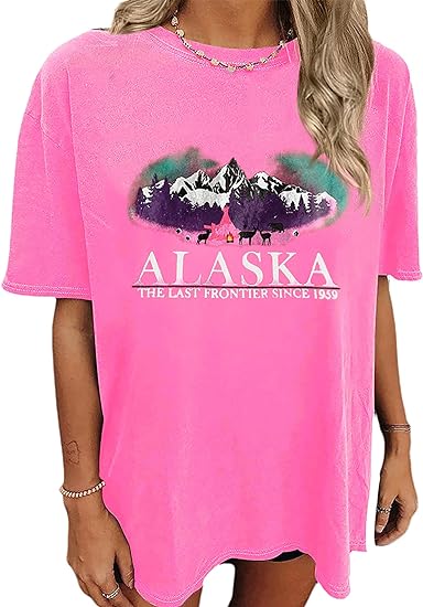 Alaska Mountain Print T Shirts