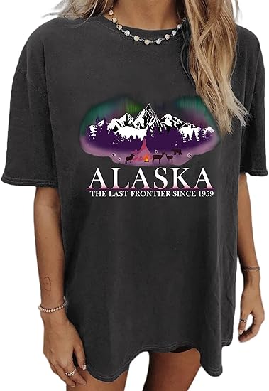 Alaska Mountain Print T Shirts