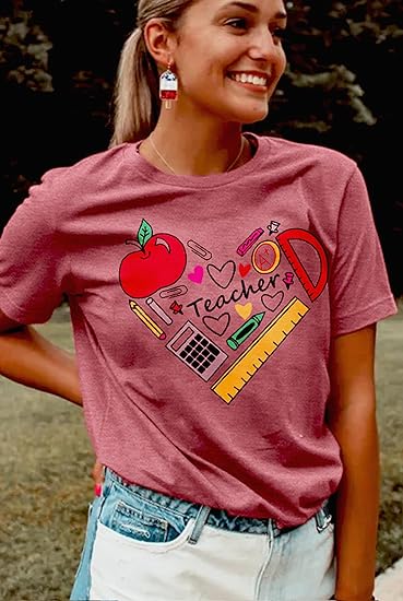 Teacher Heart Graphic Tees for Educators