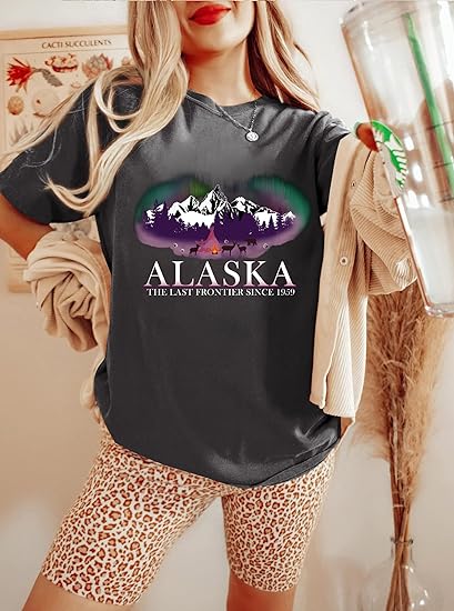 Mountain Letter Print Alaska Graphic Tee