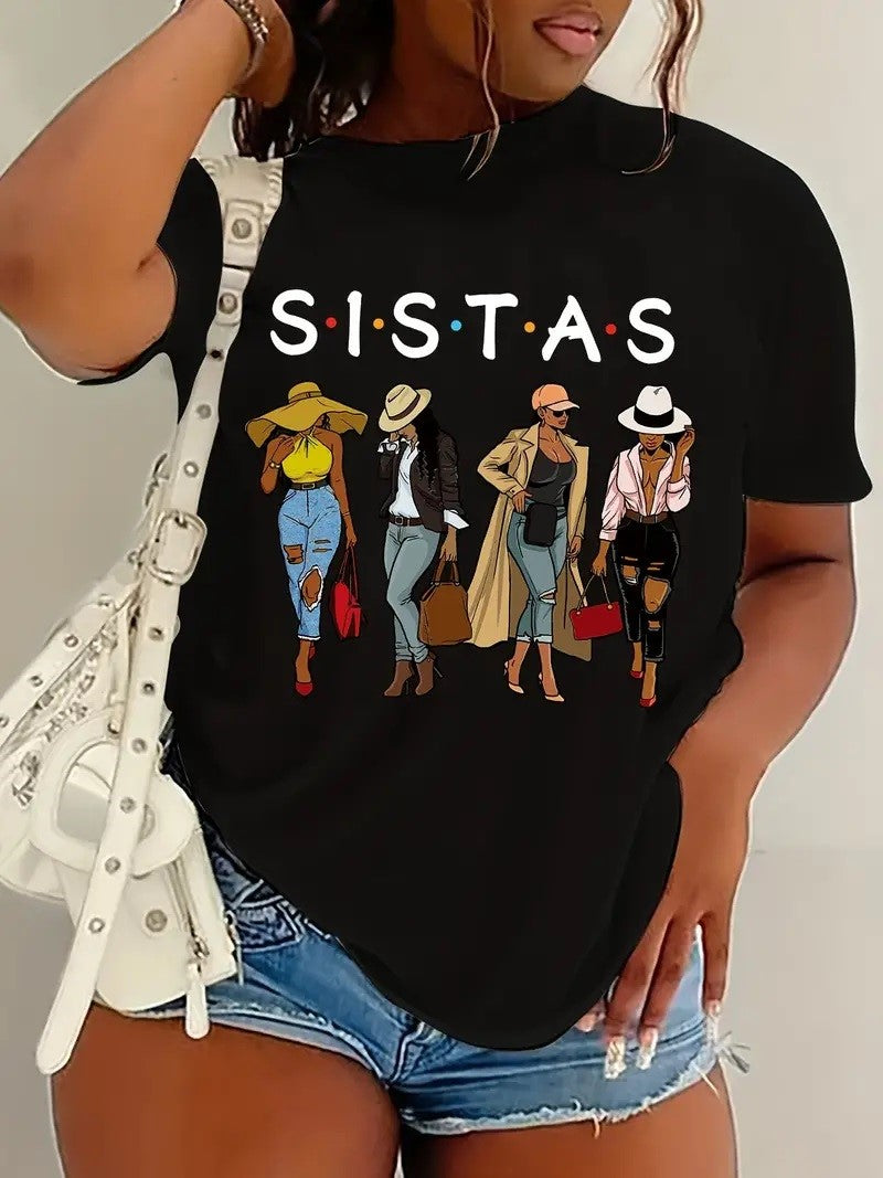 Sistas Letter-Funny T Shirts for Women