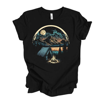 Camping Watercolor Mountain graphic tees