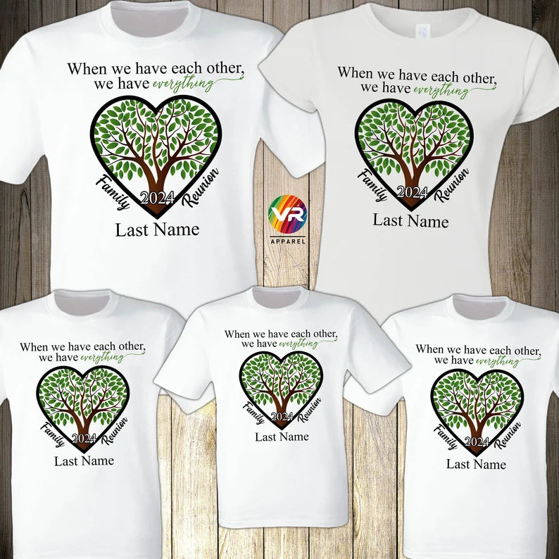 Heart Tree Custom  Name  Reunion T Shirts