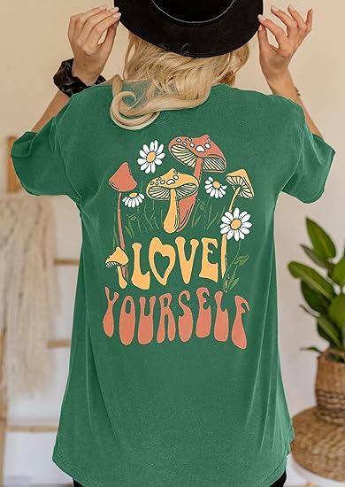 Mushroom  Letter Print T Shirts