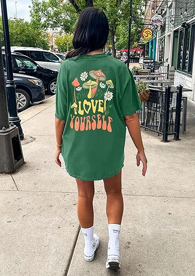 Mushroom  Letter Print T Shirts