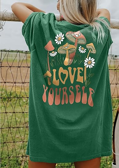 Mushroom  Letter Print T Shirts