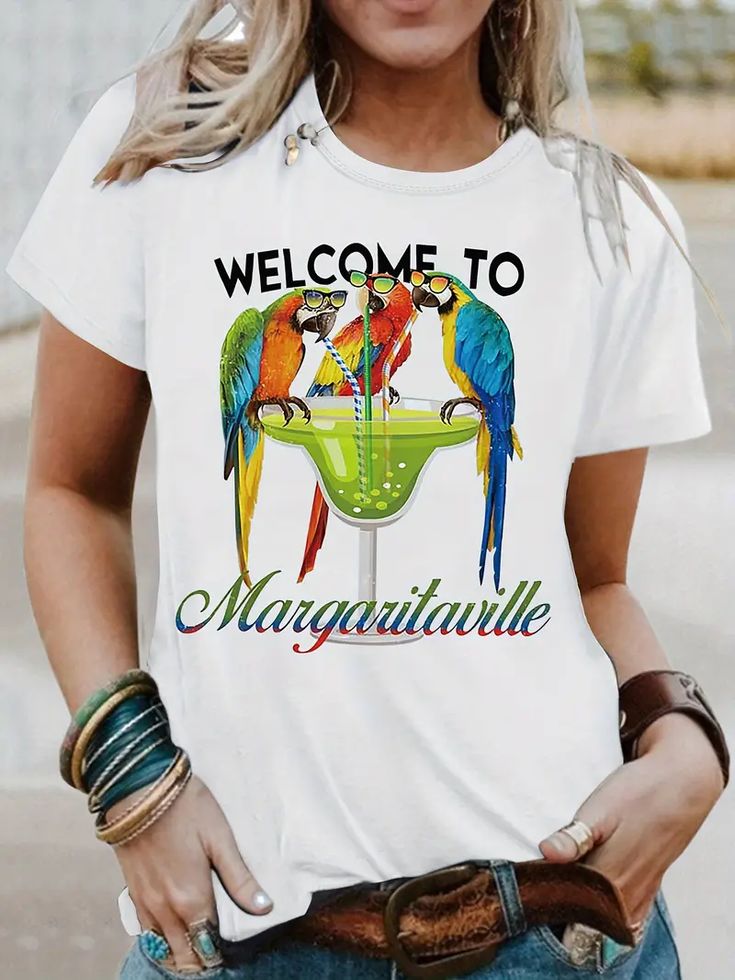 Parrot Welcome To Drink- T Shirts  for Women