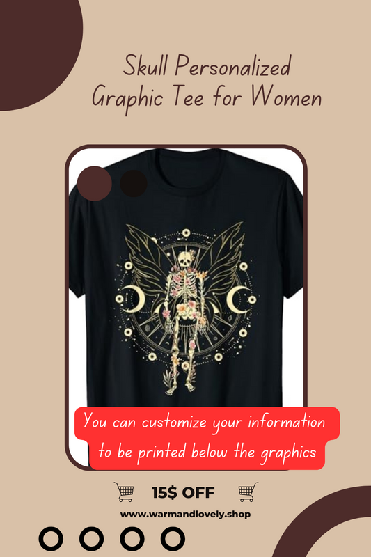 Skull Personalized Graphic Tee for Women