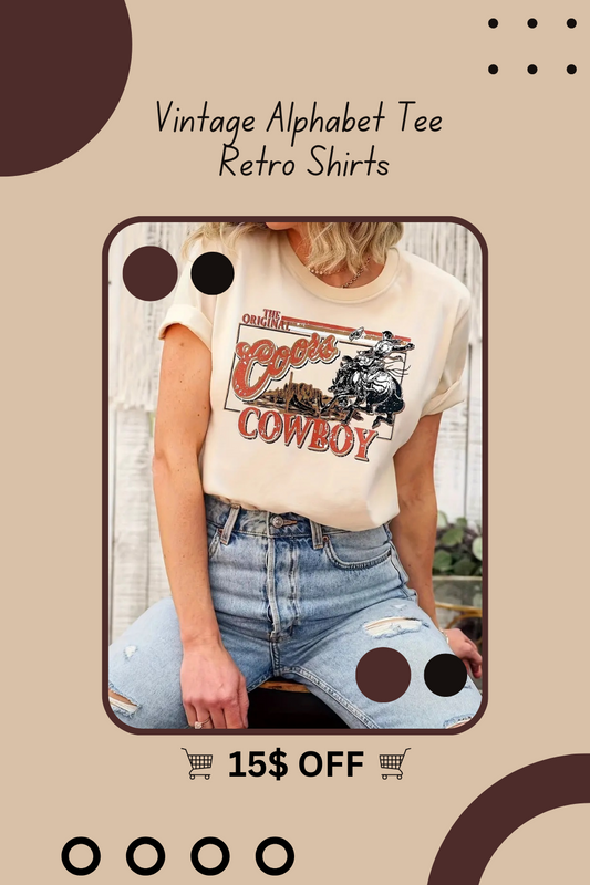 Vintage Alphabet Tee Retro Shirts