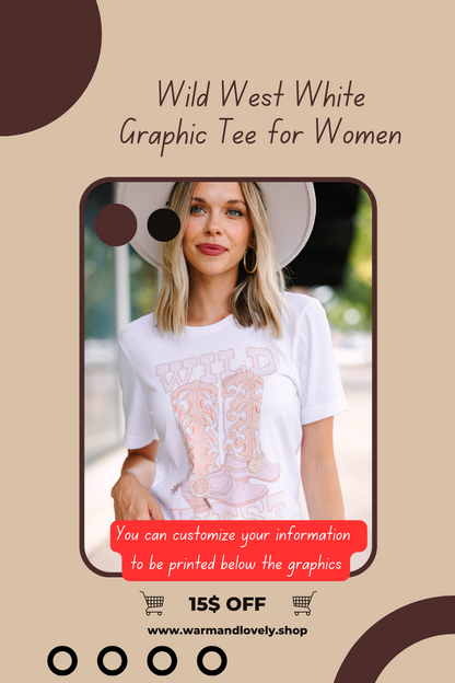 Wild West White Graphic Tee for Women