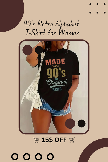 90's Retro Alphabet T-Shirt for Women