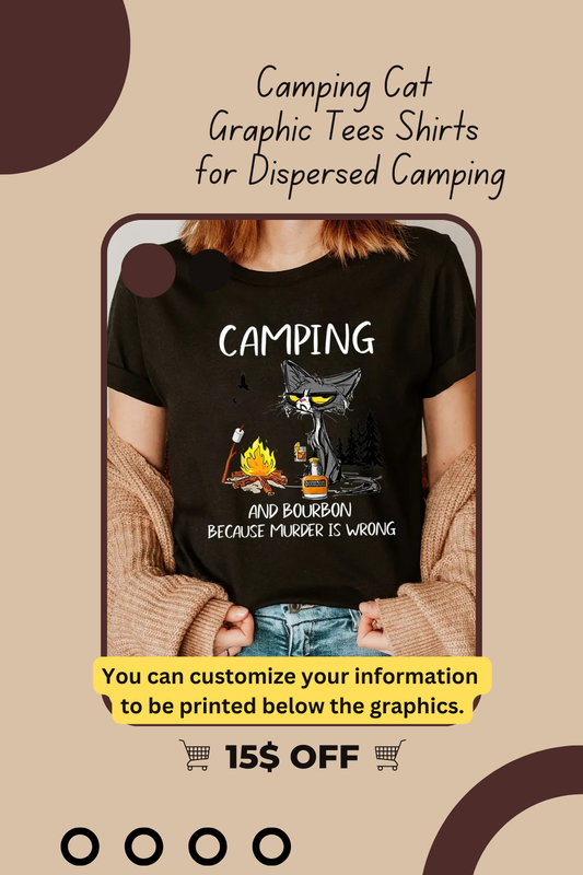 Camping and Bourbon Because Murder is Wrong Print Tee