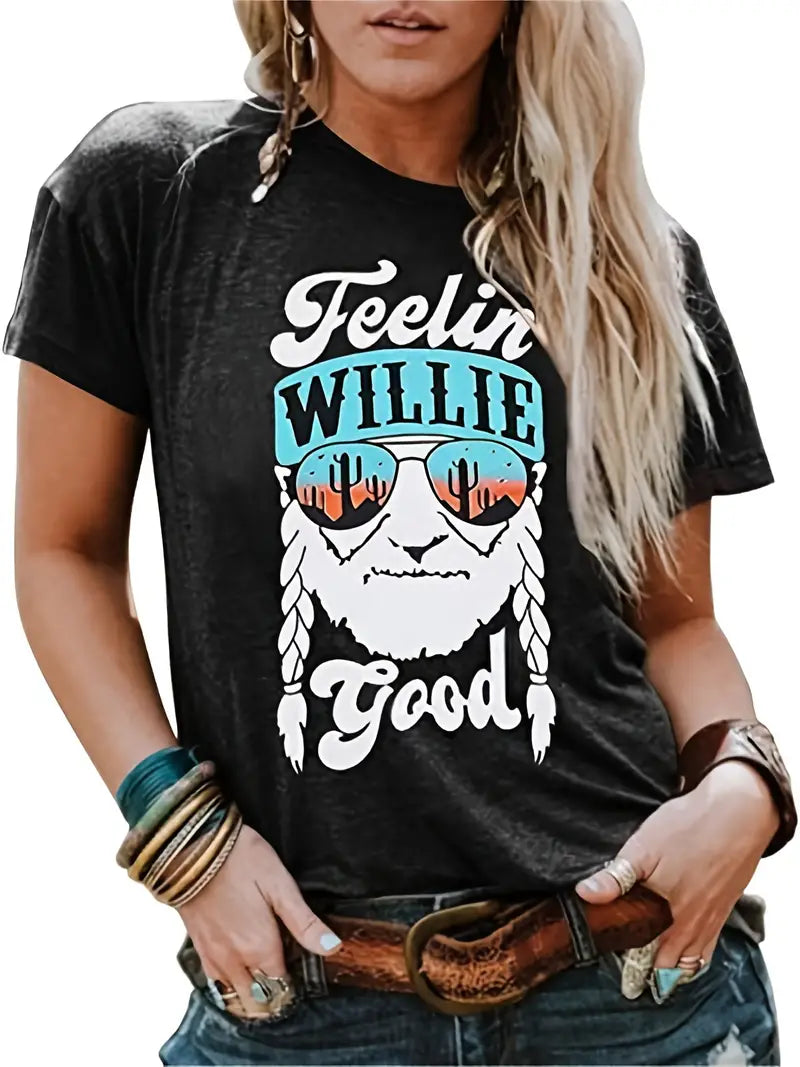 Feeling Willie Good Printed Vintage T Shirts