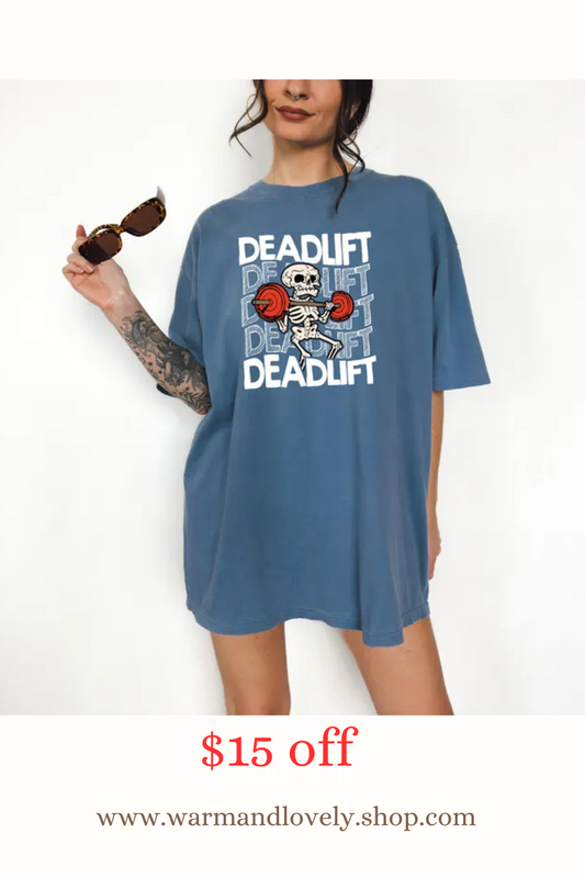 Funny Skeleton Dead Lifting  T Shirt