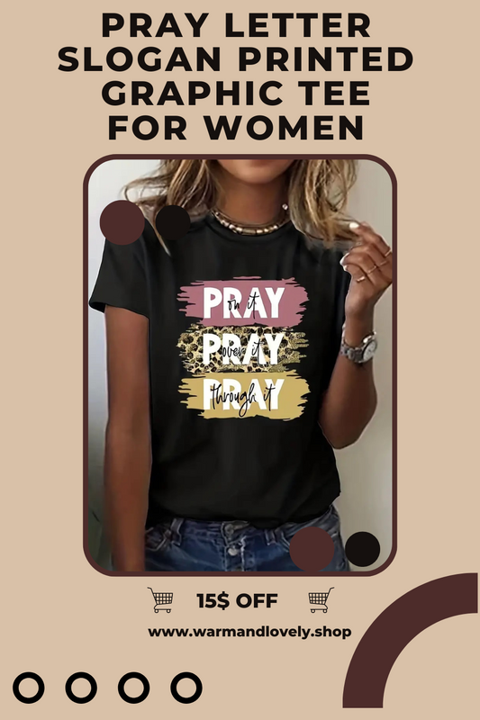 Pray Style Print Retro Graphic Tees