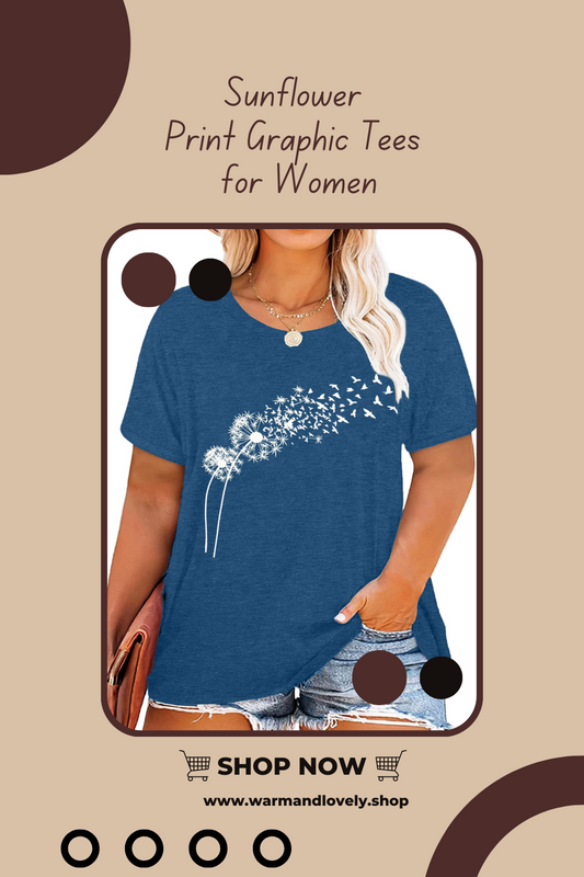 Sunflower Print Graphic Tees for Women