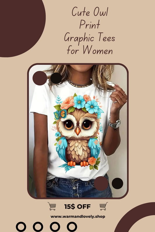 Owl flower-Graphic Tee for Women