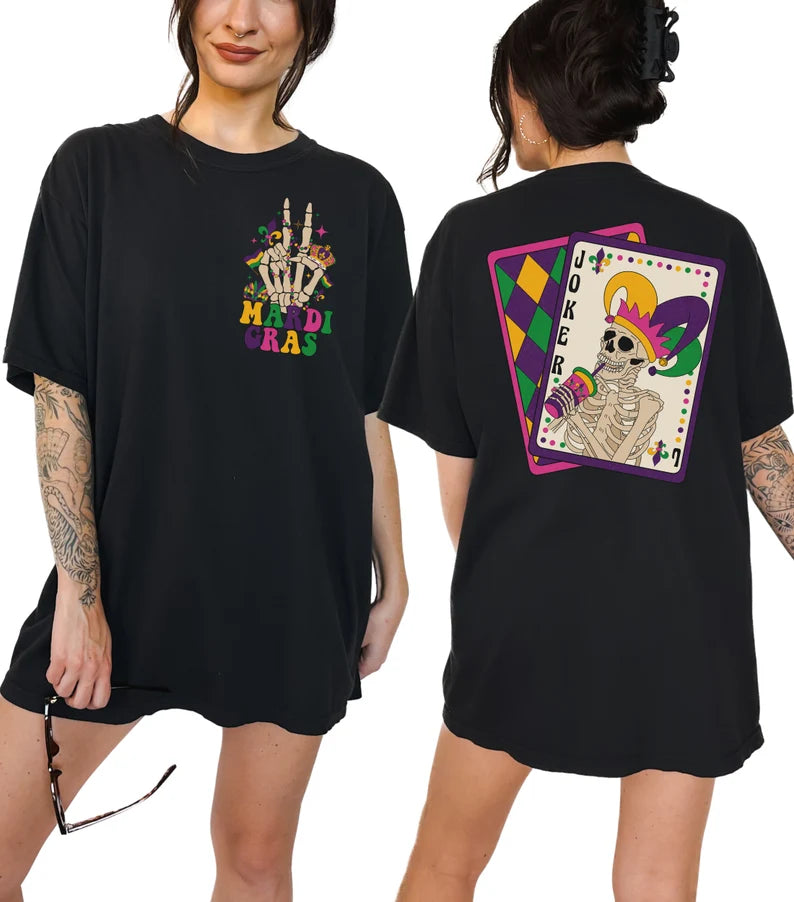 Skeleton Mardi Gras Shirt for Women
