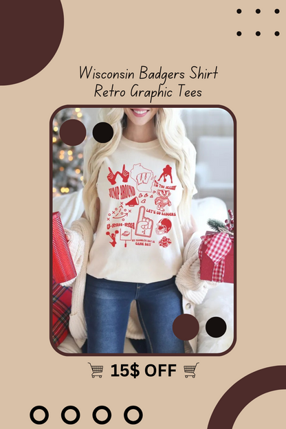 Wisconsin Badgers Shirt Retro Graphic Tees