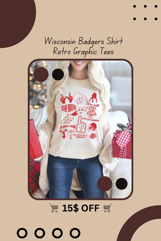 Wisconsin Badgers Shirt Retro Graphic Tees