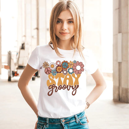 Grünes Grafik-T-Shirt mit Blumendruck für Damen 